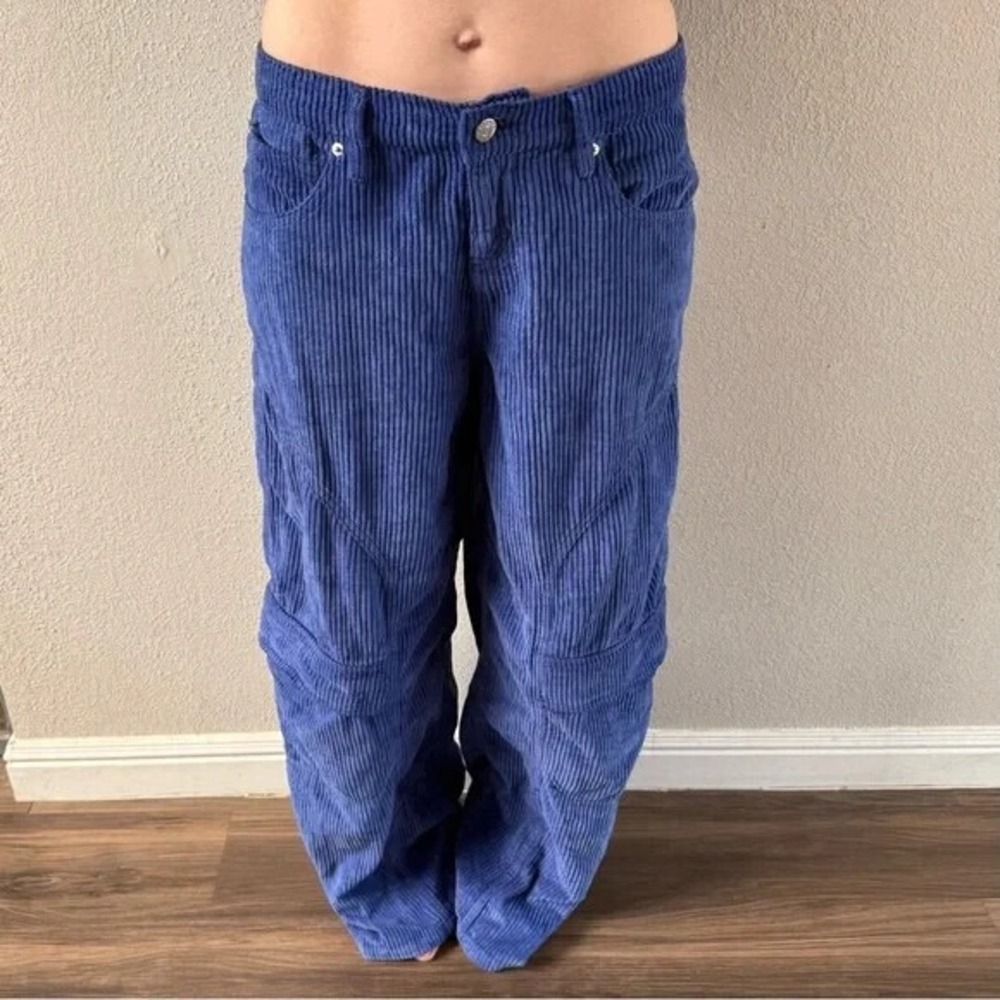 Urban Outfitters Blue Corduroy Cargo Pants Wide Leg Size 25 Baggy Oversized